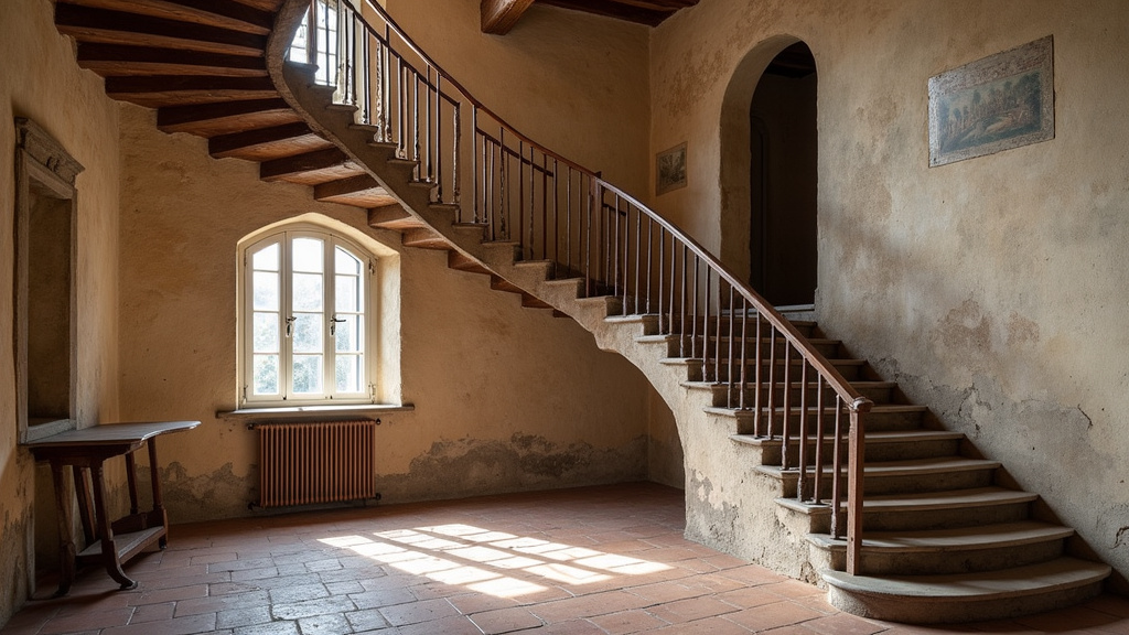 Monte-escalier tournant installé dans une maison ancienne de Bitschwiller-lès-Thann