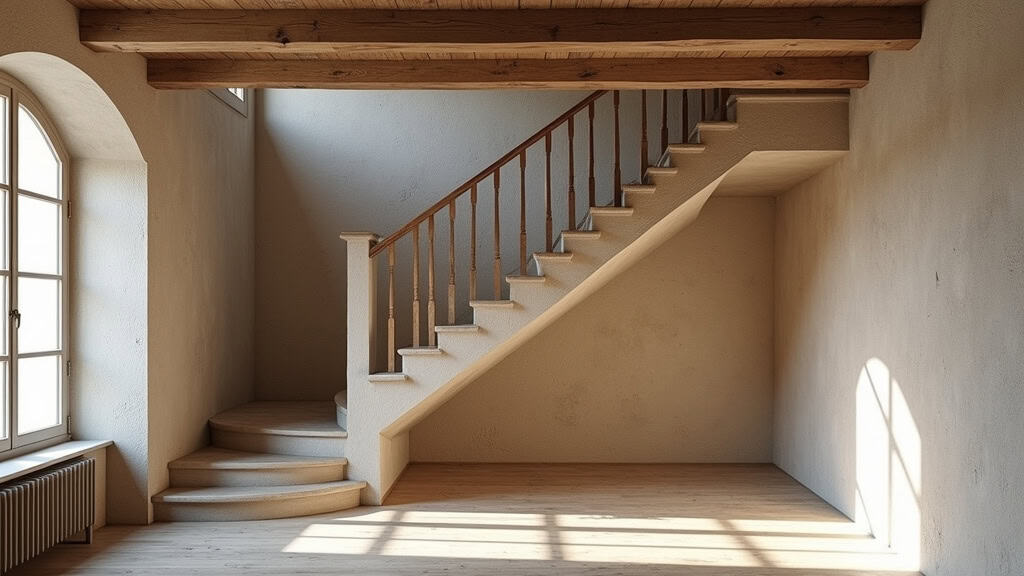 Monte-escalier tournant installé dans une maison ancienne de Chennevières-sur-Marne