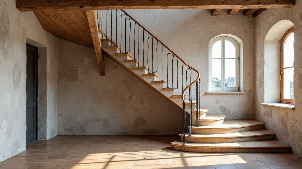 Monte-escalier tournant installé dans une maison ancienne de Concarneau