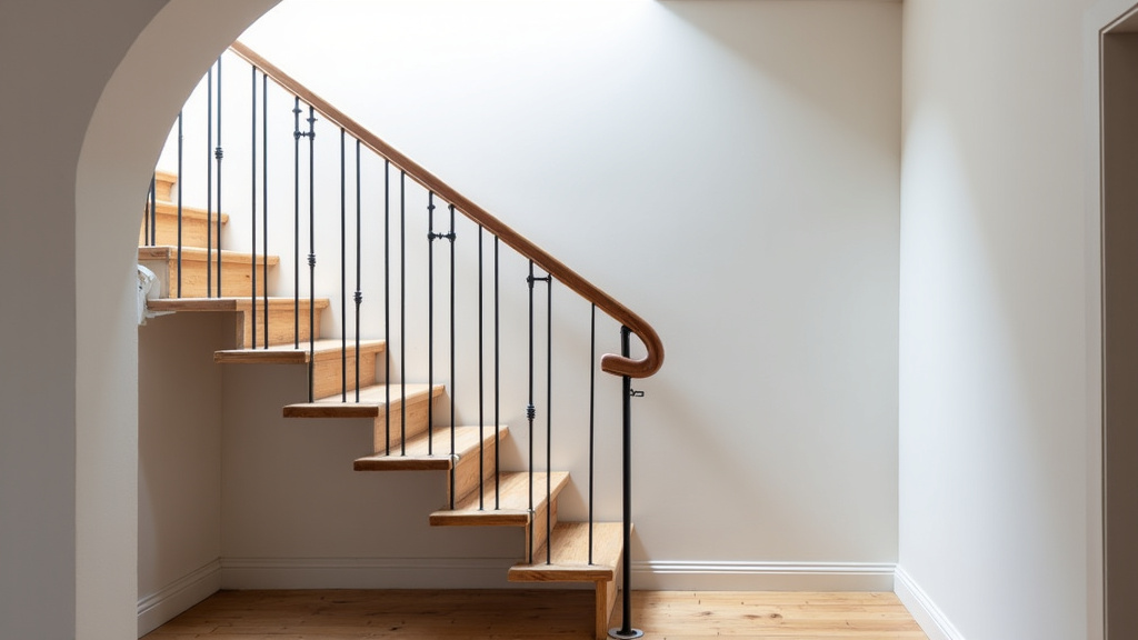 Monte-escalier tournant installé dans une maison ancienne du Lot, avec un rail sur mesure épousant les courbes de l