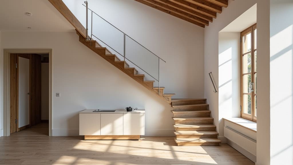 Monte-escalier tournant installé dans une maison bretonne à Louargat