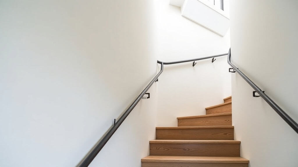 Monte-escalier tournant installé dans une maison de Fontaine-au-Pire, avec rail sur mesure adapté à un escalier en virage