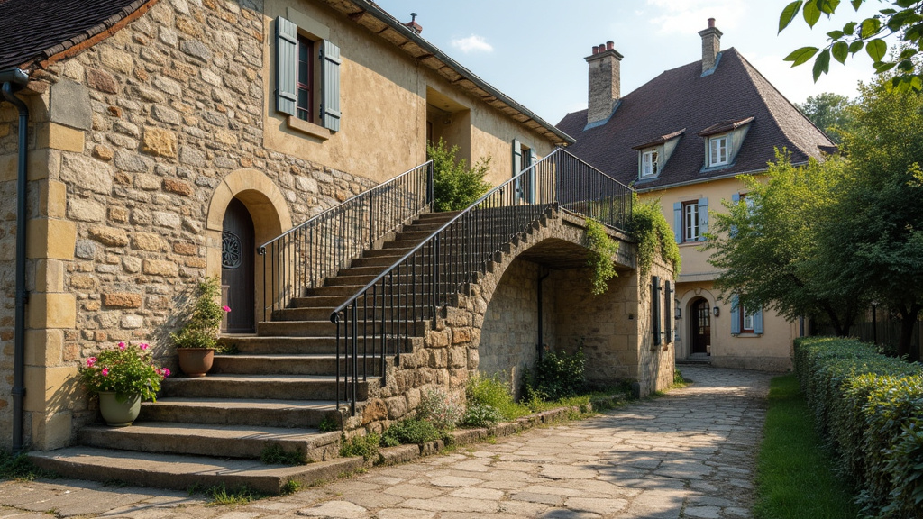 Monte-escalier tournant installé sur un escalier ancien à Perrigny-lès-Dijon