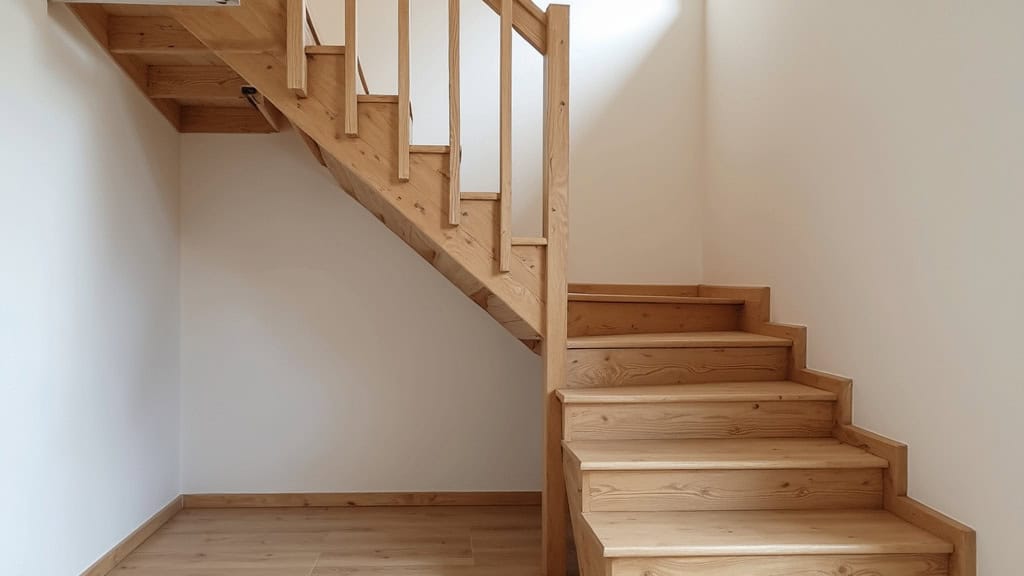 Monte escalier tournant installé sur un escalier en bois aux Lucs-sur-Boulogne avec arrivée courte sur palier