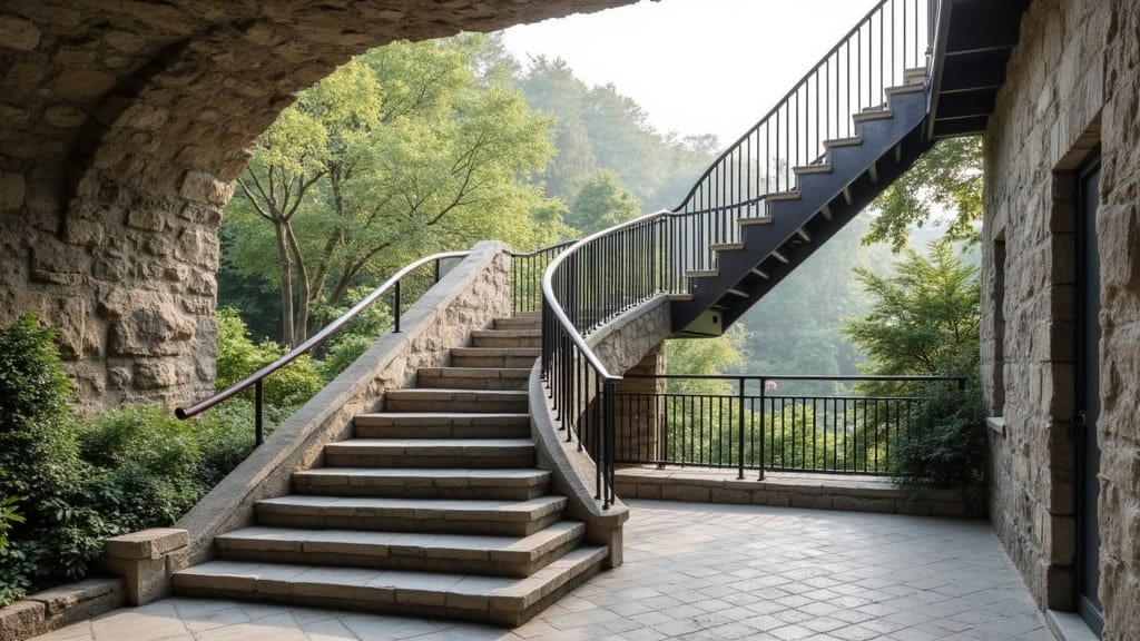 Monte-escalier tournant installé sur un escalier en colimaçon à Parçay-Meslay