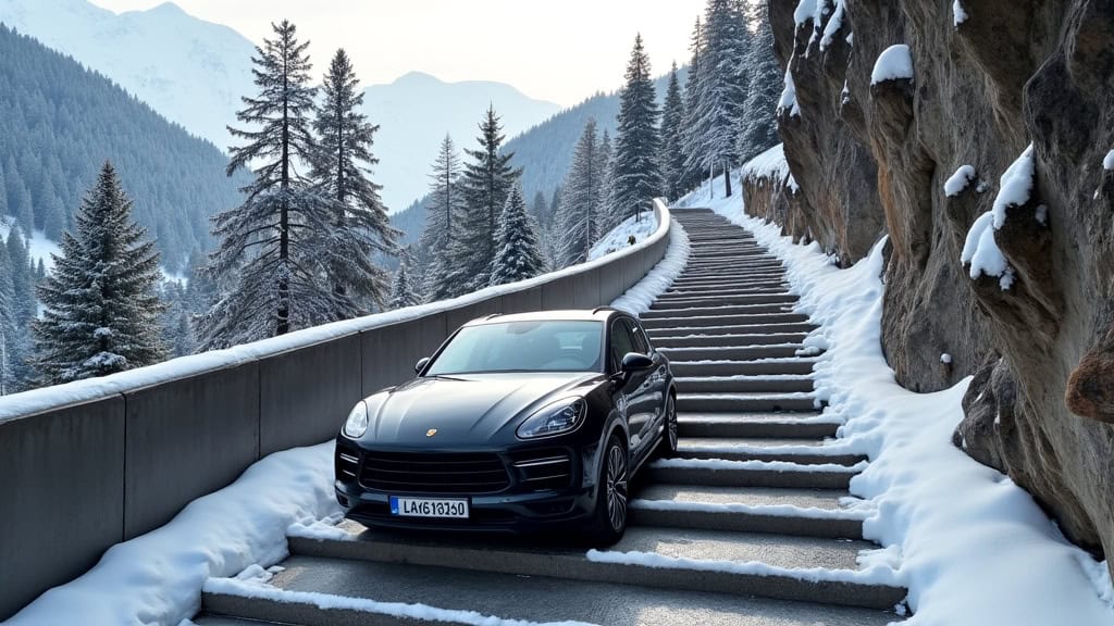 Monte-escalier tournant installé sur un escalier en colimaçon à Séez, Savoie