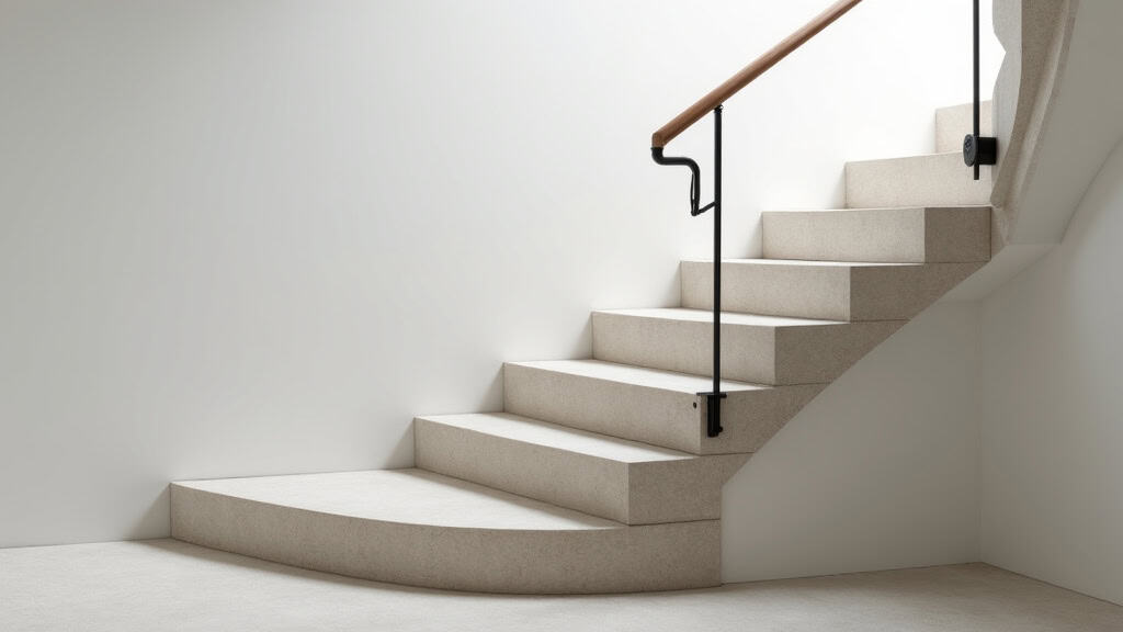 Monte-escalier tournant installé sur un escalier en colimaçon dans une maison du Cantal