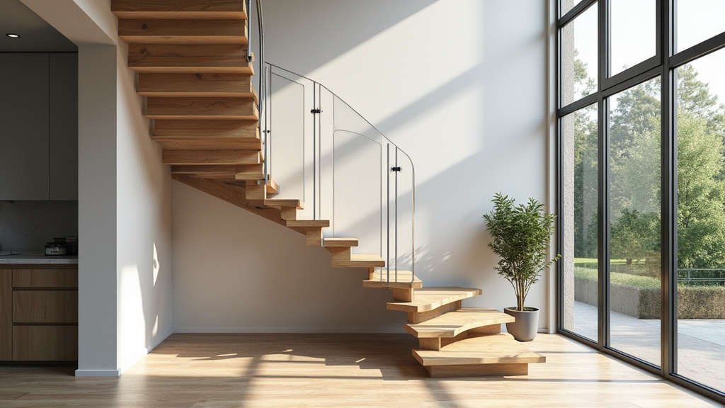 Monte-escalier tournant installé sur un escalier en virage à Bourbriac