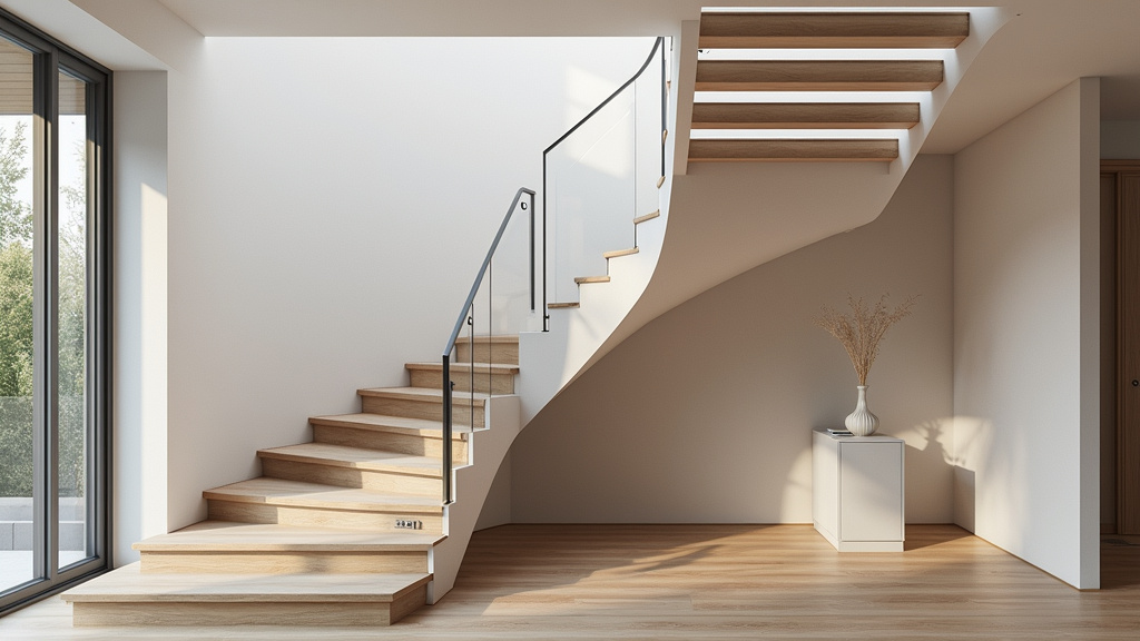 Monte-escalier tournant sur mesure installé dans un escalier courbe à Écotay-l