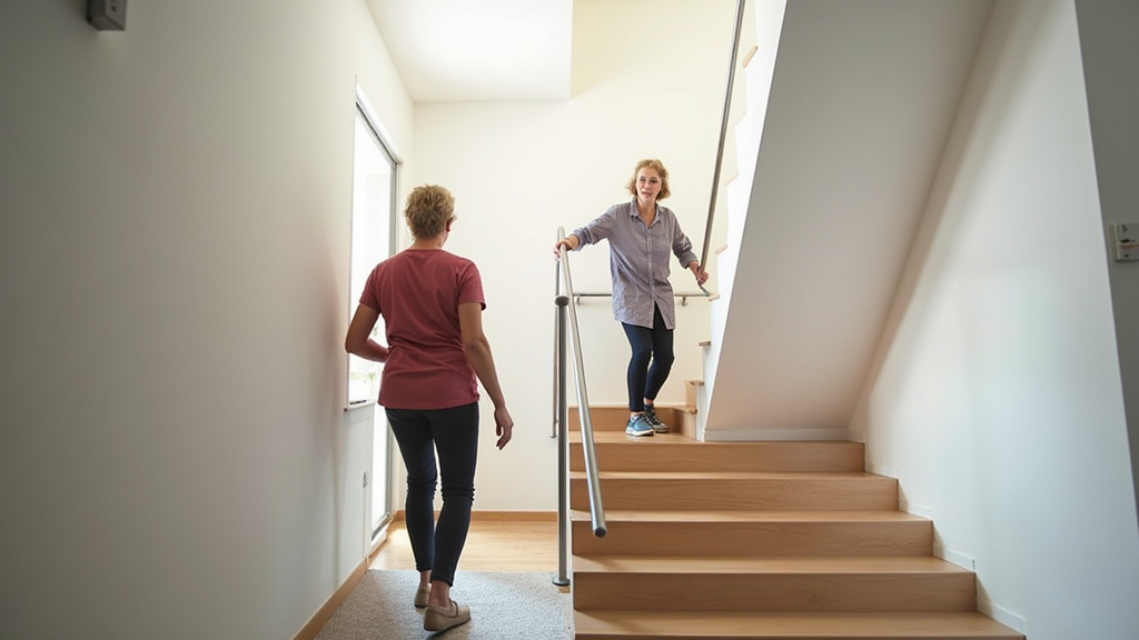 Personne âgée en train d’utiliser un monte-escalier chez elle à Barjols
