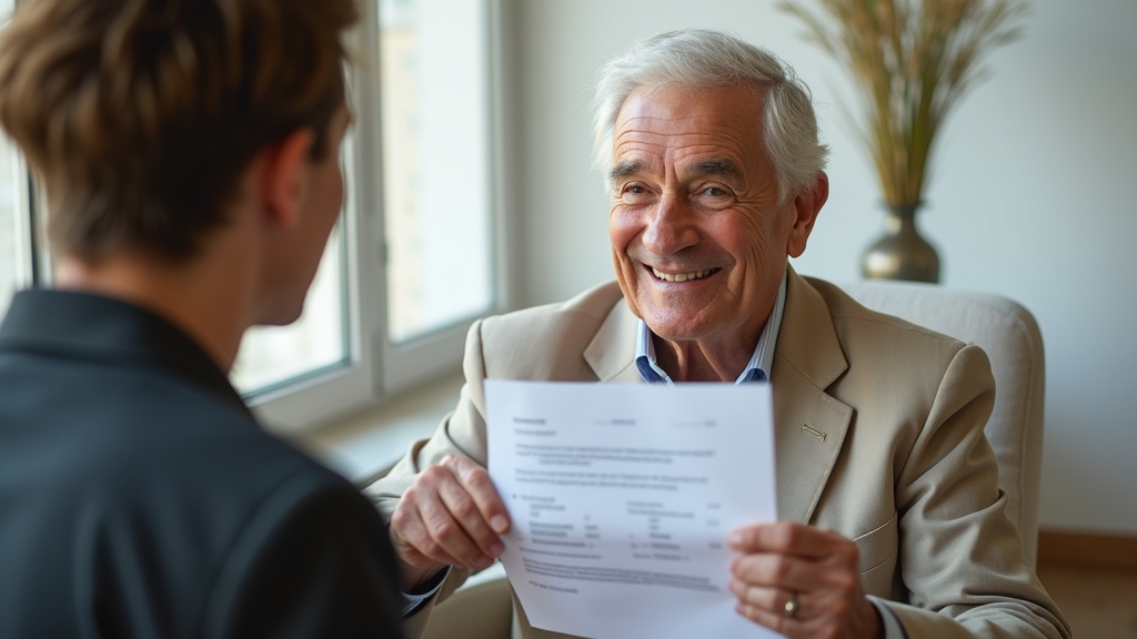 Personne âgée recevant un devis d