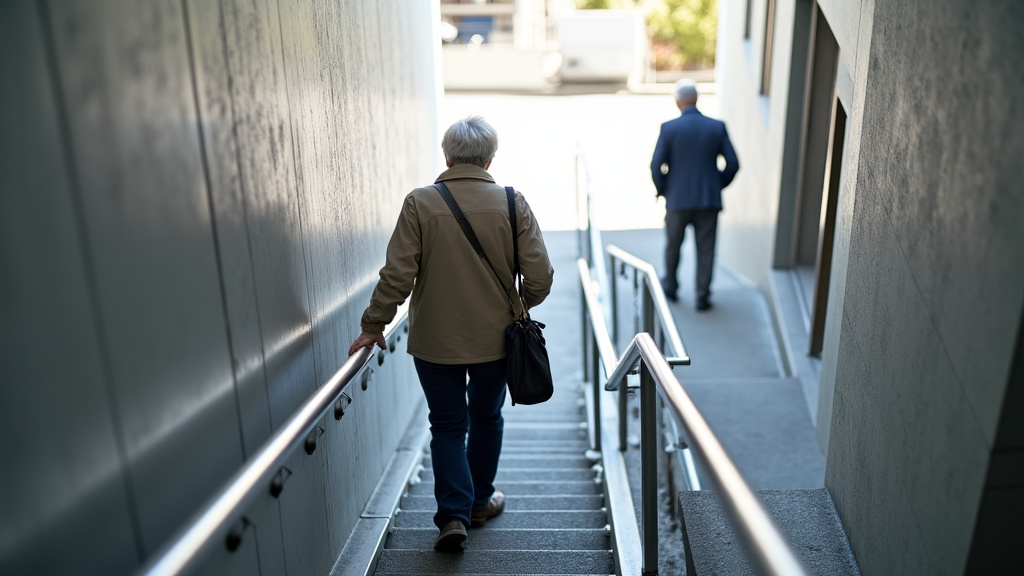Personne âgée utilisant sereinement son monte-escalier à Bidart