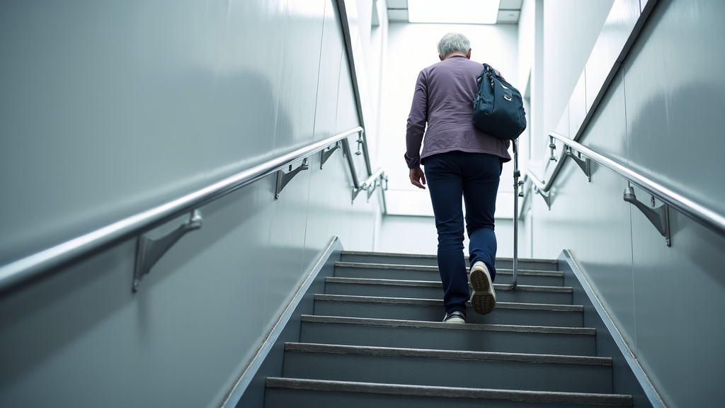 Personne âgée utilisant son monte-escalier à Willerwald