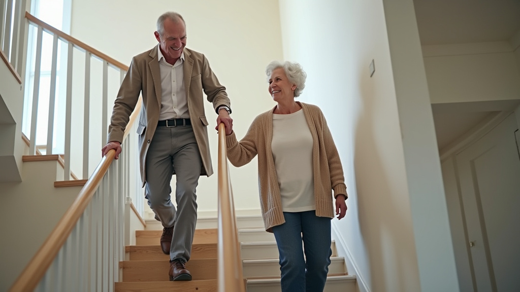 Personne âgée utilisant son monte-escalier avec satisfaction à Breil-sur-Roya