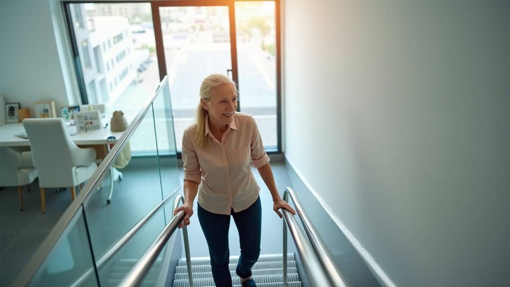 Personne âgée utilisant un monte-escalier à Acoua en toute sécurité