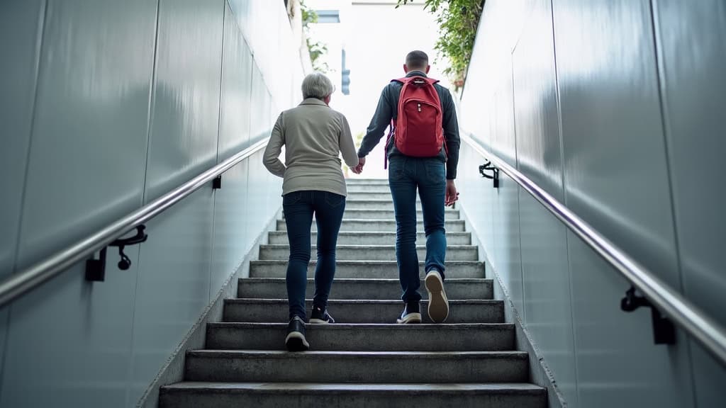 Personne âgée utilisant un monte-escalier à La Ville-aux-dames en toute sécurité