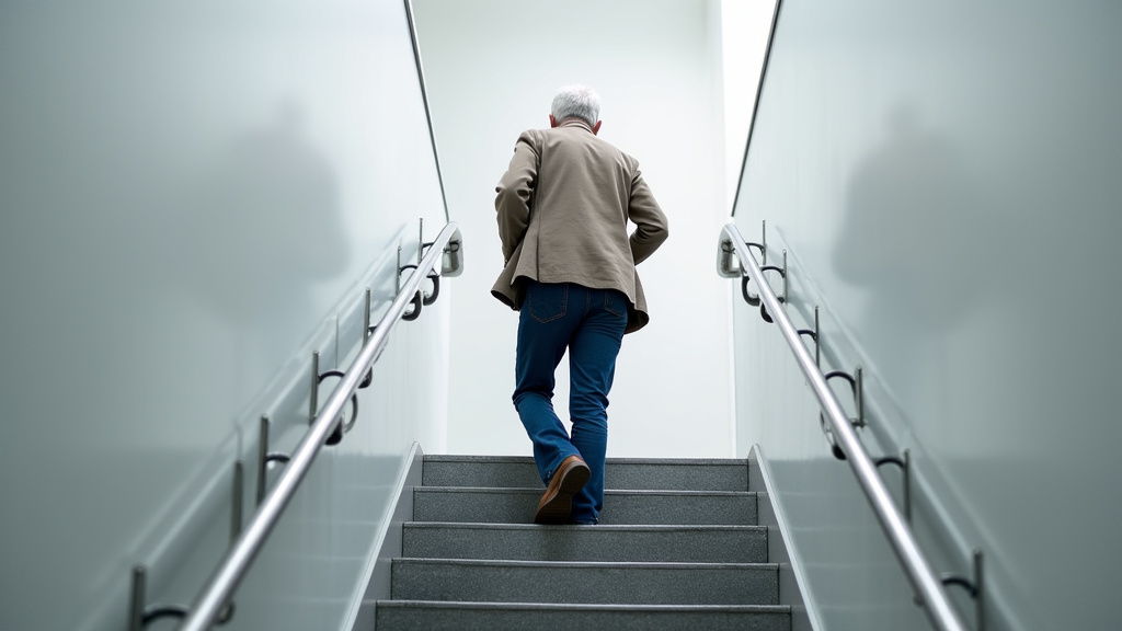 Personne âgée utilisant un monte-escalier à Saint-Jean-d