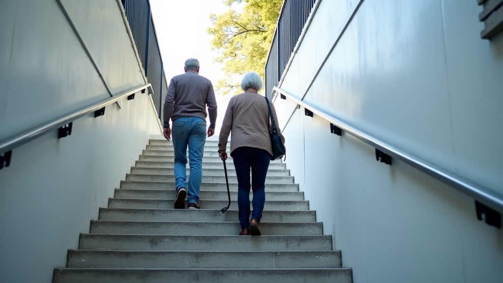 Personne âgée utilisant un monte-escalier à Vimoutiers