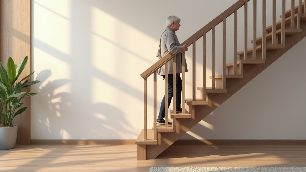 Personne âgée utilisant un monte-escalier dans sa maison à Maisnil-lès-Ruitz