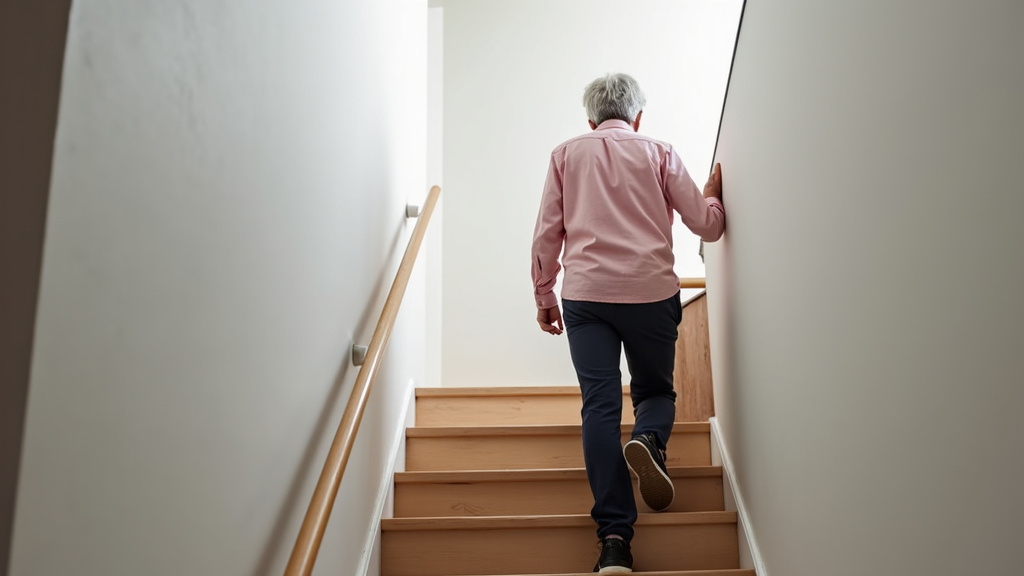 Personne âgée utilisant un monte-escalier dans sa maison à Noyon