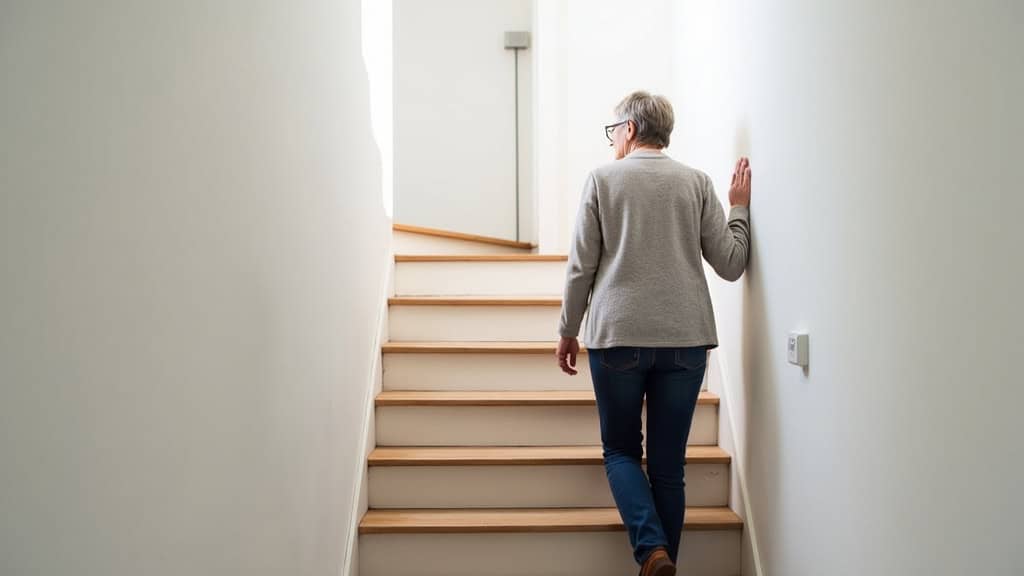 Personne âgée utilisant un monte-escalier dans sa maison à Vandœuvre-lès-Nancy