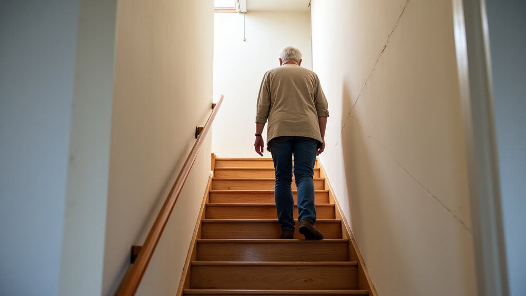 Personne âgée utilisant un monte-escalier dans une maison à Beaune-la-Rolande