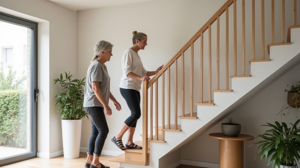 Personne âgée utilisant un monte-escalier dans une maison à Chèvremont