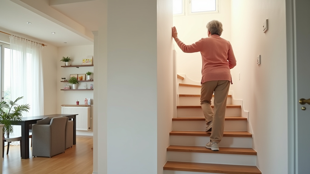 Personne âgée utilisant un monte-escalier dans une maison à Étainhus