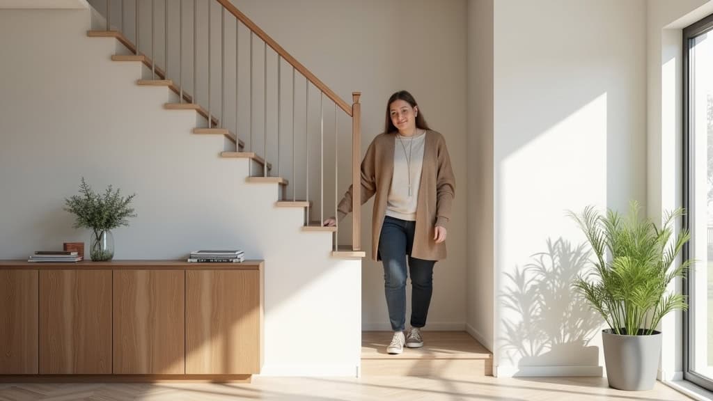 Personne âgée utilisant un monte-escalier dans une maison à Ohain