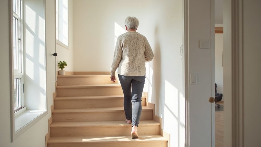 Personne âgée utilisant un monte-escalier dans une maison de Collias