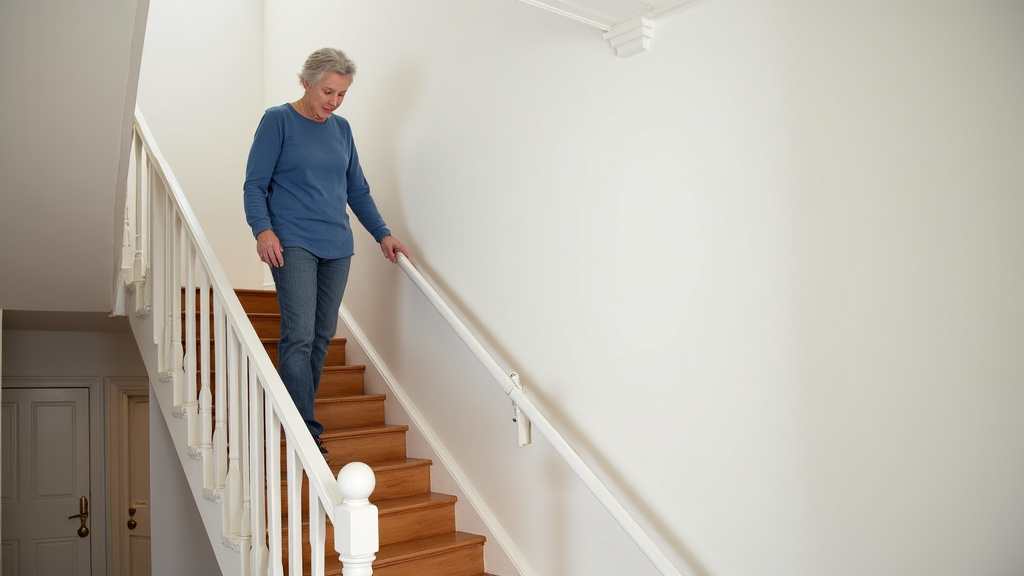 Personne âgée utilisant un monte-escalier dans une maison typique de Terrasson-Lavilledieu