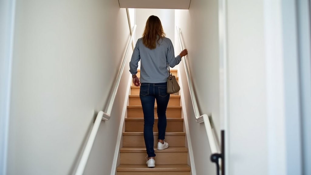Personne utilisant son monte-escalier dans une maison à Étival-Clairefontaine