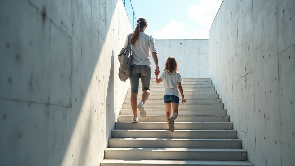 Personne utilisant un monte-escalier debout sur un escalier étroit à Cheniménil