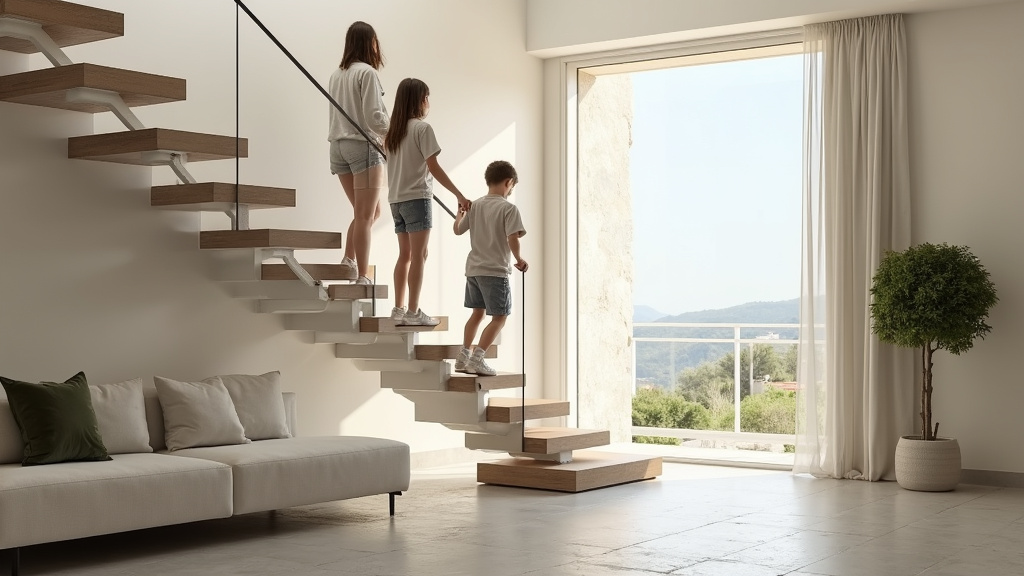 Personne utilisant un monte-escalier tournant dans une maison à Gratentour