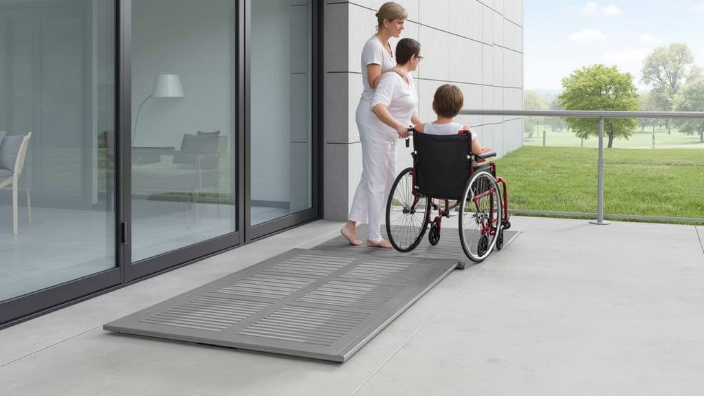 Plateforme élévatrice installée à Forcalquier pour un fauteuil roulant