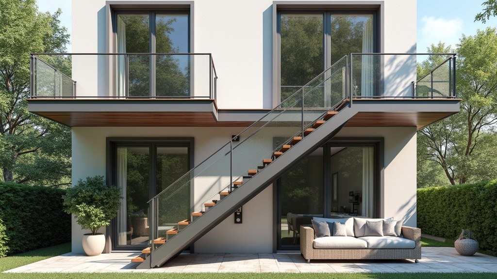 Plateforme monte-escalier installée en extérieur pour accéder à une maison à étage