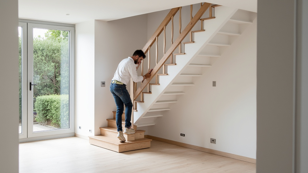 Préparation technique et prise de mesures pour un monte-escalier à Launaguet