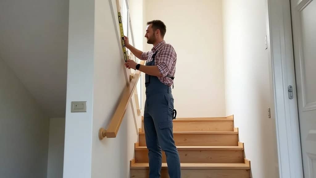 Prise de mesure par un technicien pour un monte-escalier à Fontain