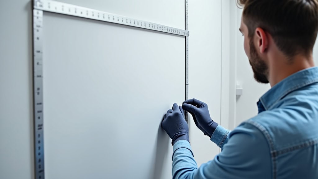 Prise de mesures par un technicien pour installation d