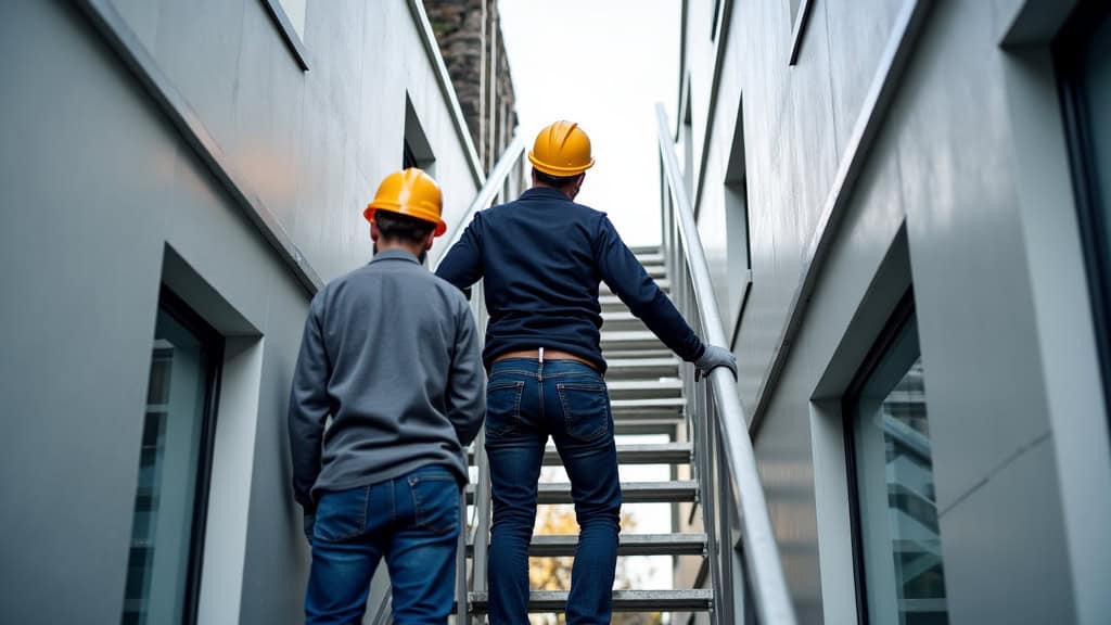 Professionnels en intervention pour l’installation d’un monte-escalier à Varreddes