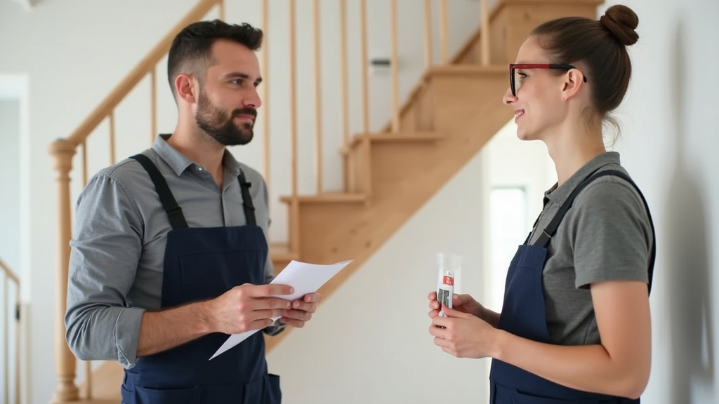 Propriétaire posant des questions à un installateur de monte-escalier à Viriville