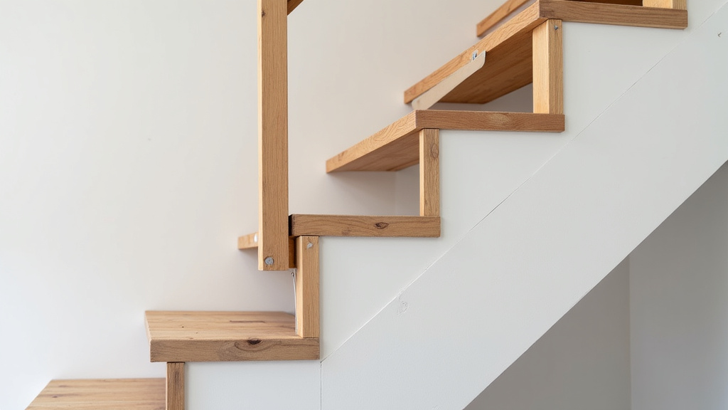 Rail d’un monte-escalier tournant en cours de pose dans une maison du Saône-et-Loire