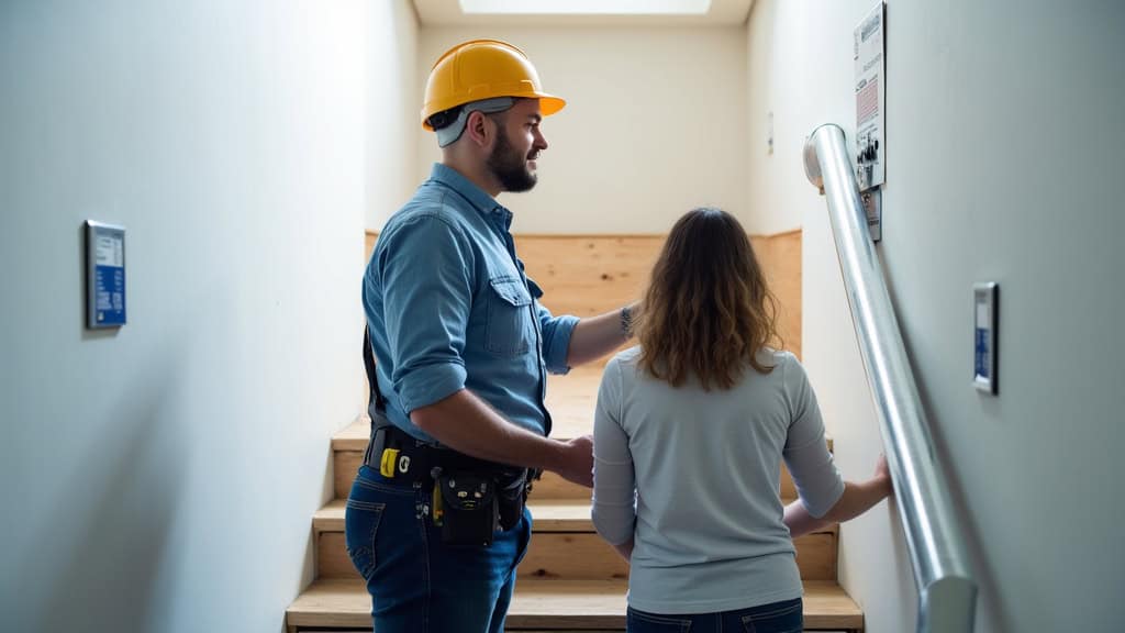 Réunion entre un habitant d’Avanton et un installateur de monte-escalier