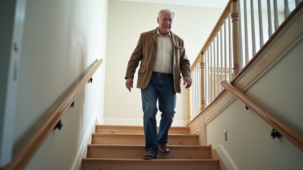 Senior utilisant son monte-escalier à Ansauvillers
