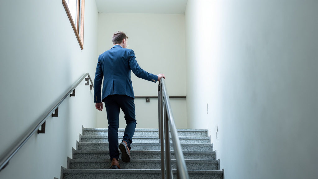 Senior utilisant un monte-escalier à Dom-le-Mesnil en toute sécurité