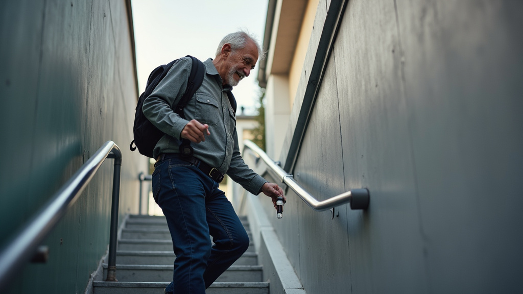 Senior utilisant un monte-escalier à Mulhouse en toute sécurité