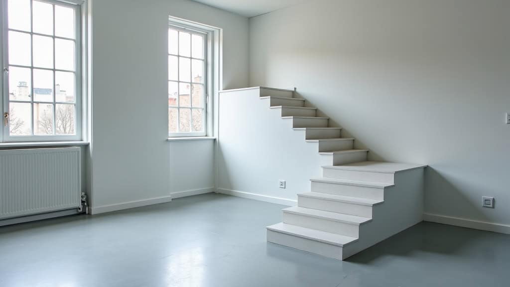 Siège de monte-escalier droit en position repliée dans un intérieur à Mordelles