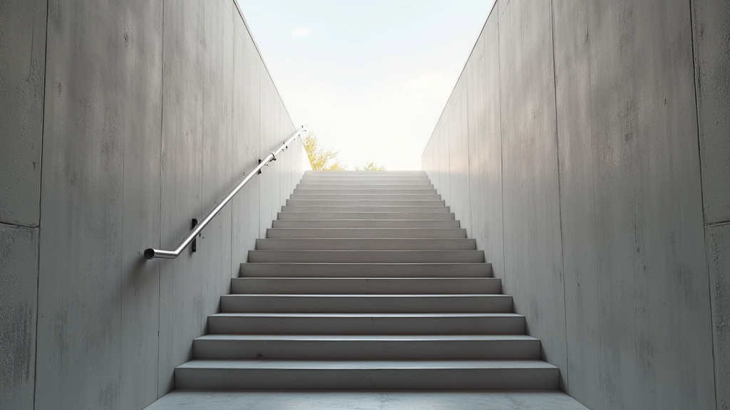 Siège de monte-escalier replié contre le mur dans un couloir