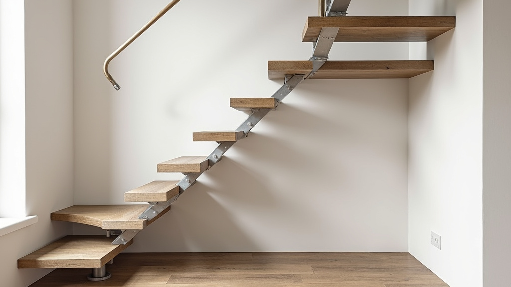 Siège de monte-escalier replié contre le mur dans un escalier de maison à La Peyratte