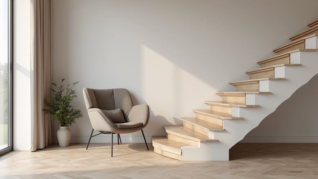 Siège de monte-escalier replié contre le mur dans un intérieur à Ammerschwihr